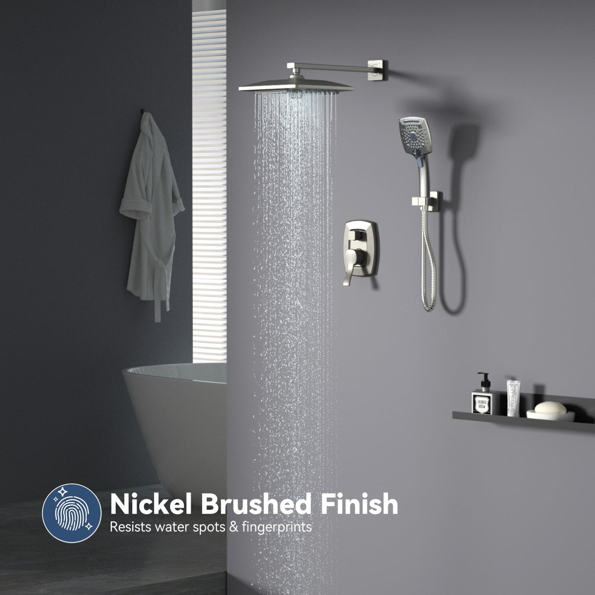 Shower Faucet Set with 10 in. Head Complete Shower System Matte Black