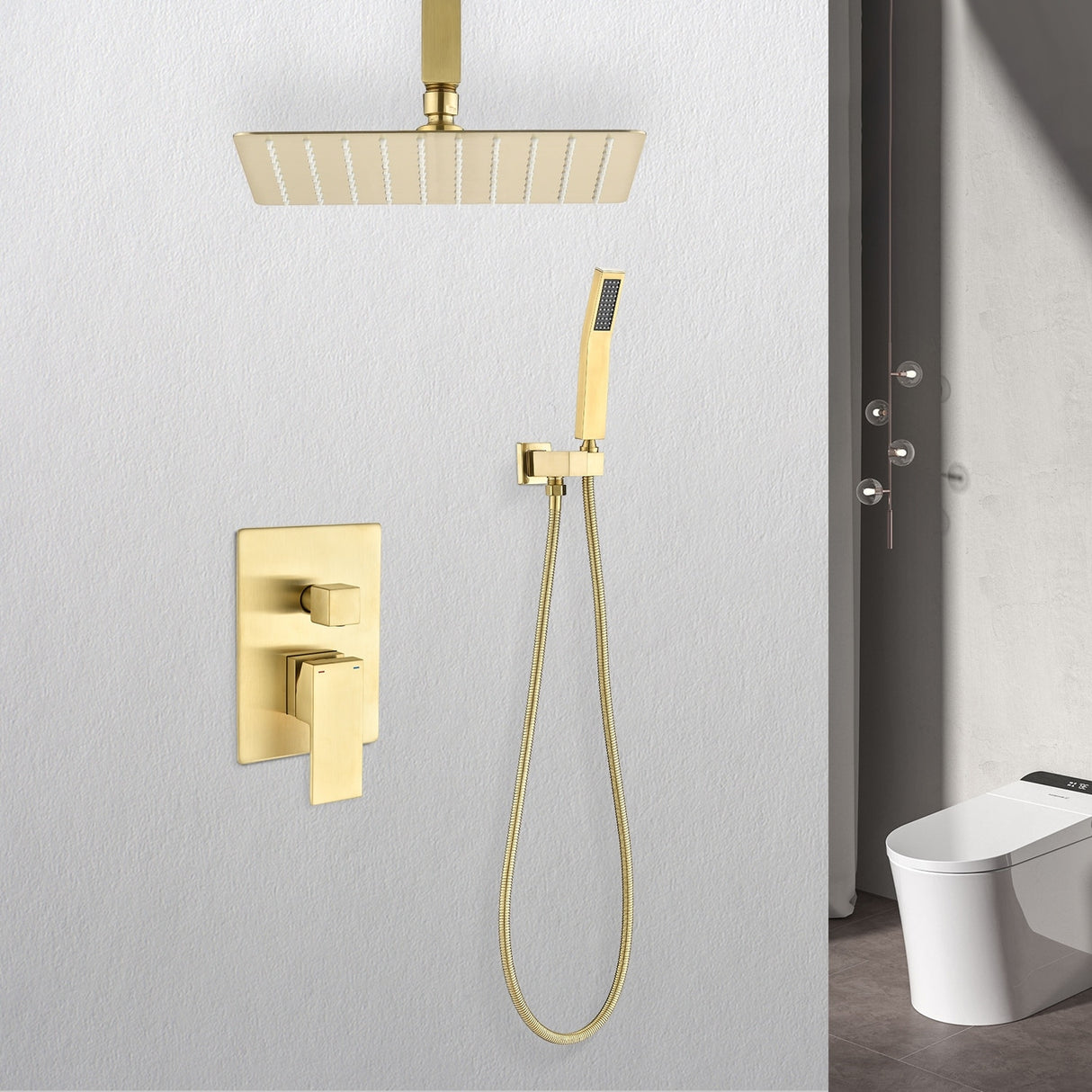 Shower Faucets Sets Complete Shower System 16 Inches Rain Shower Head with Handheld Shower Valve