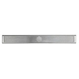 Shower Linear Drain 60 Inch Square Checker Pattern Grate Stainless Steel - w/Threaded Adaptor and Adjustable Leveling Feet