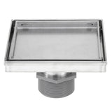 Shower Square Drain 6 inch - 2 IN 1 Reversible Tile Insert & Flat Grate Brushed Stainless Steel Finish