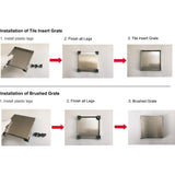 Shower Square Drain 6 inch - 2 IN 1 Reversible Tile Insert & Flat Grate Brushed Stainless Steel Finish