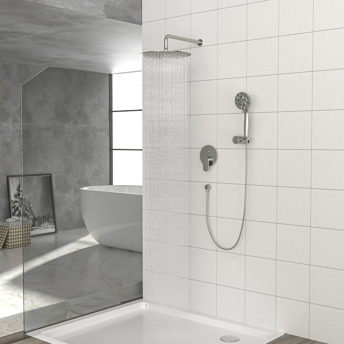 Shower System Pressure Wall Mounted Shower Faucet Set with Handheld - 10 x 10