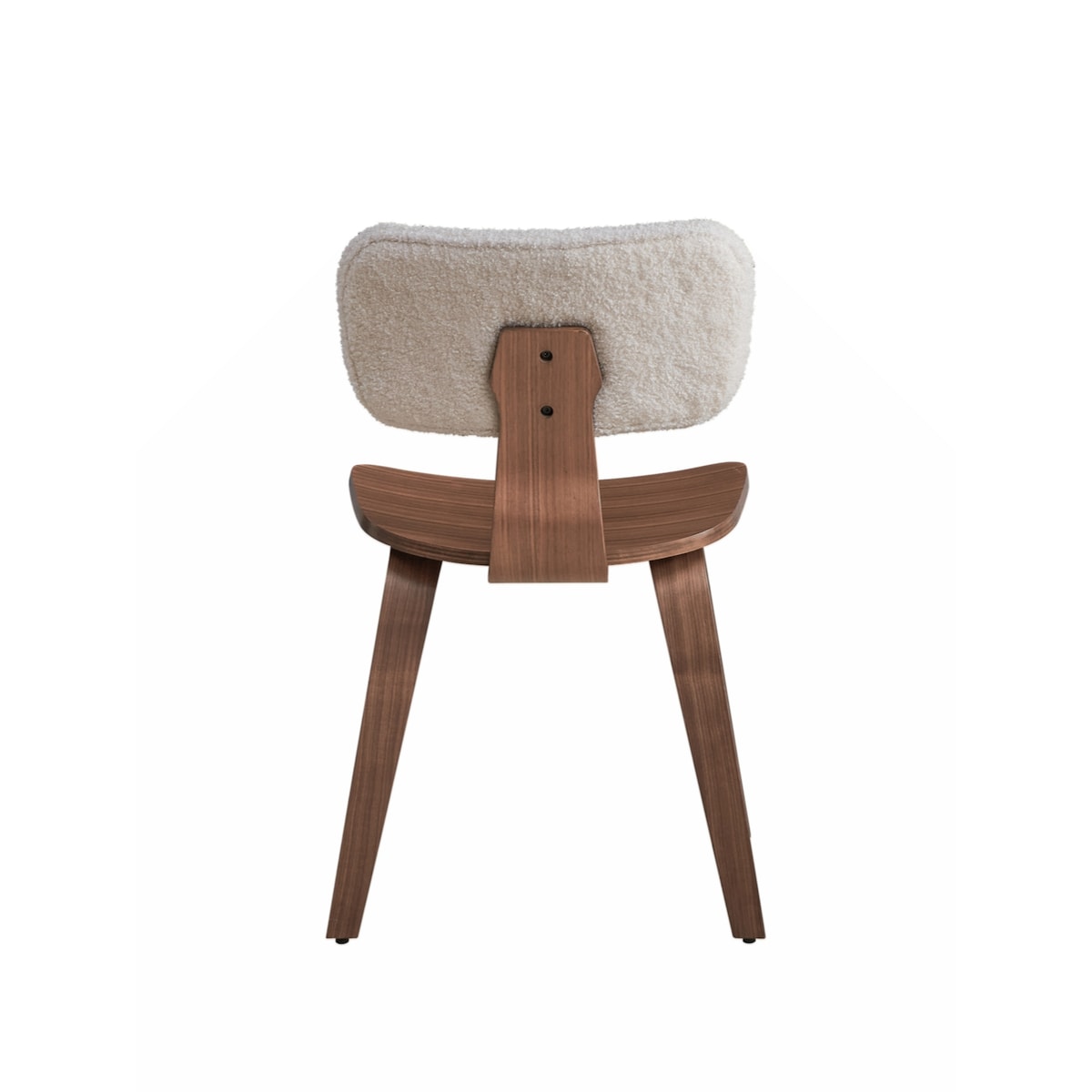 Side Chair (Set-2), White Boucle & Walnut Finish