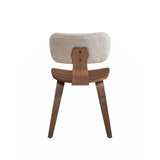 Side Chair (Set-2), White Boucle & Walnut Finish