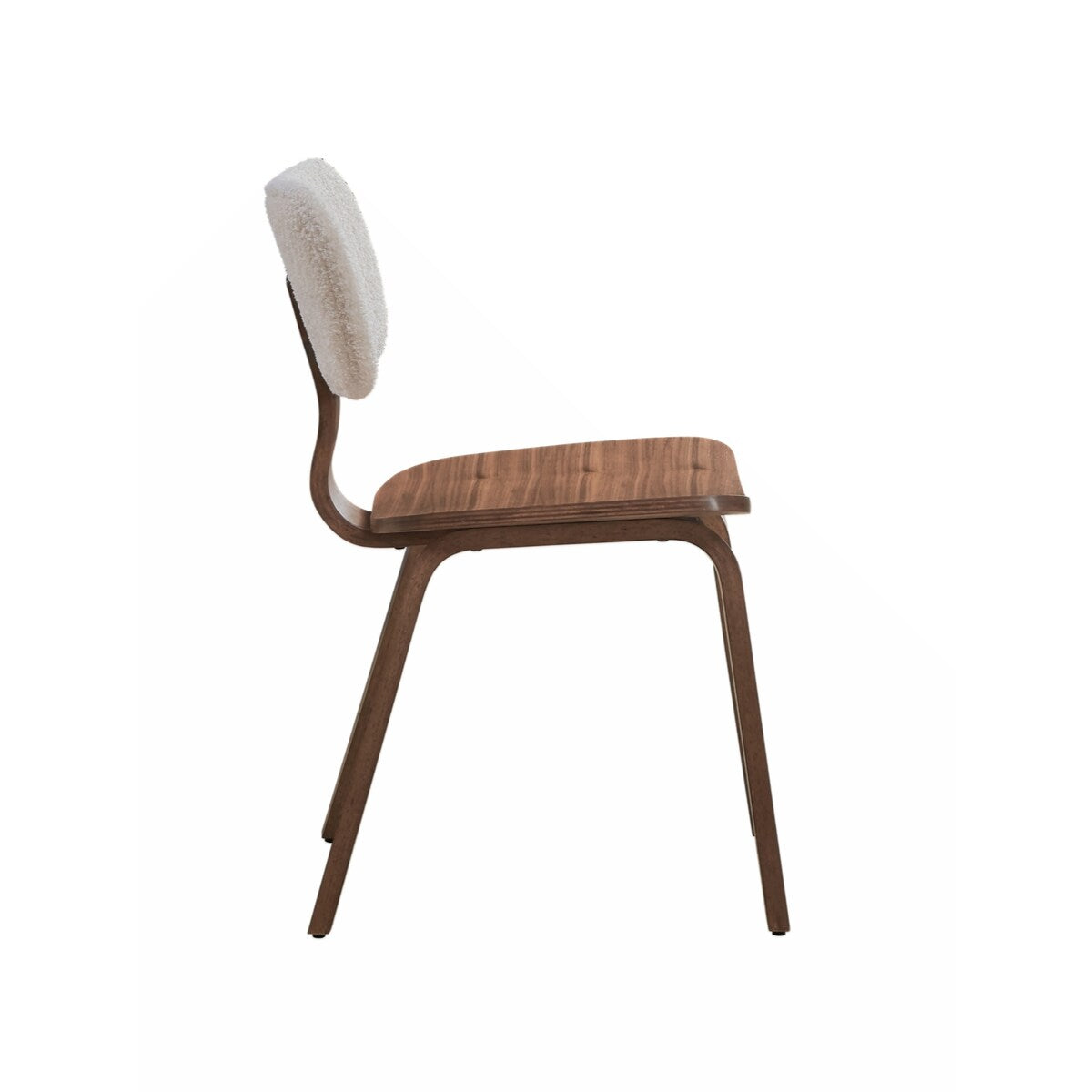 Side Chair (Set-2), White Boucle & Walnut Finish