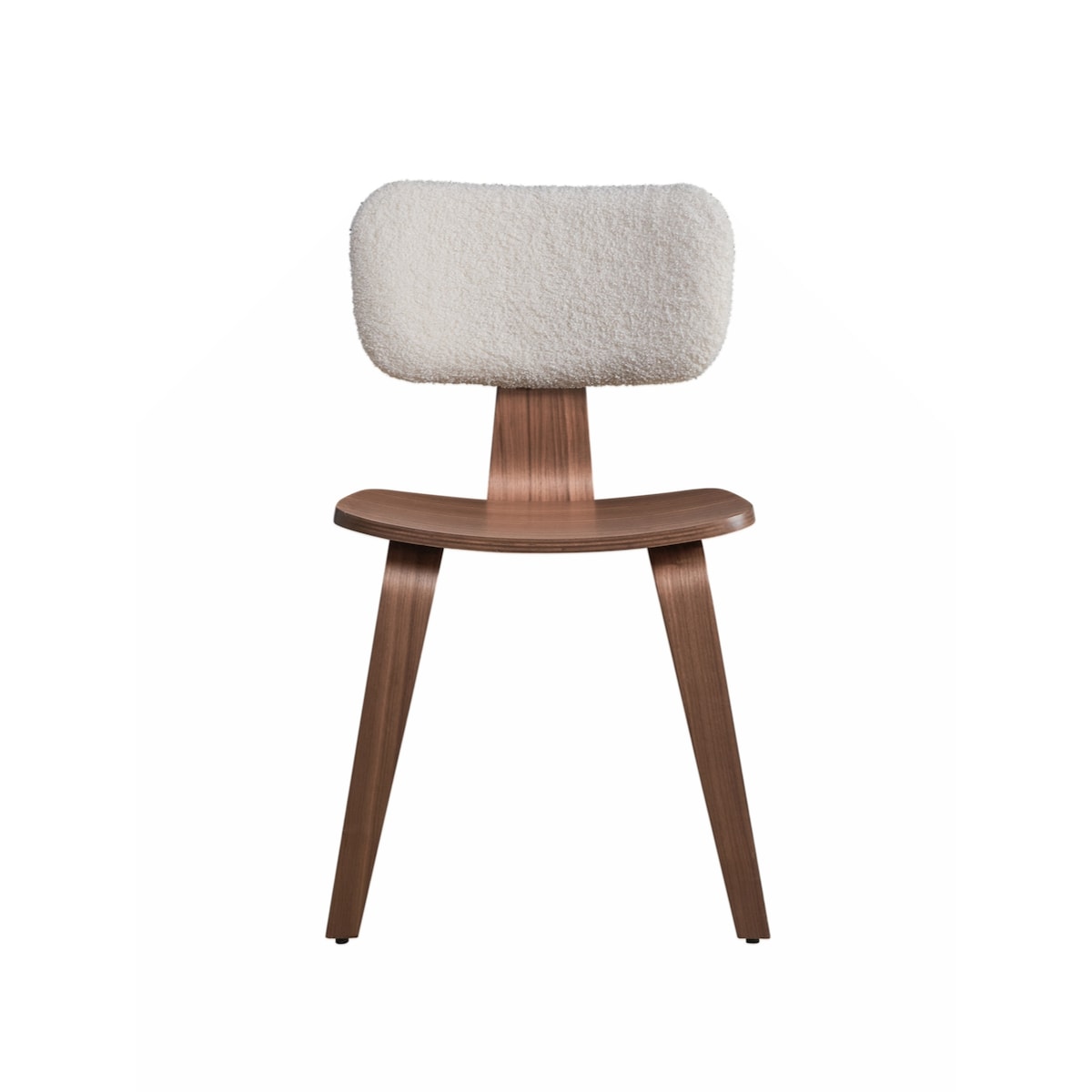 Side Chair (Set-2), White Boucle & Walnut Finish