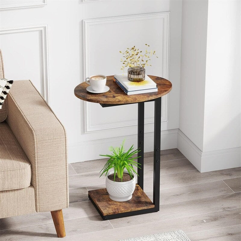 Side Table Small End Table - 15.7"D x 12.6"W x 25.6"H