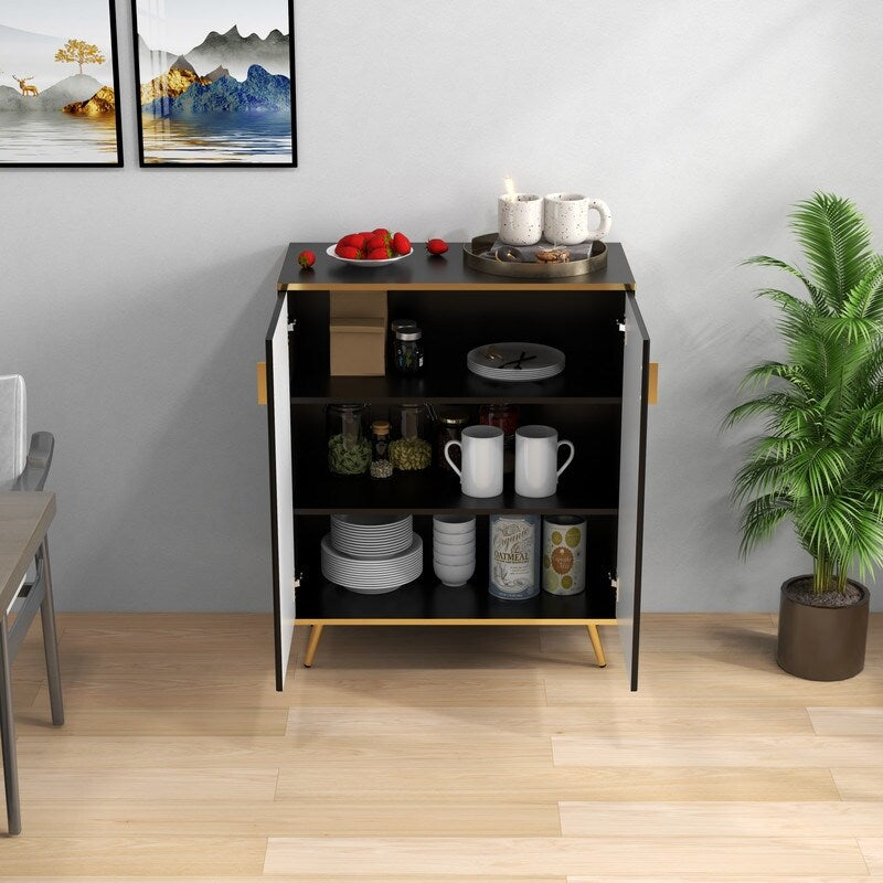 Side cabinet with door, black Sideboard storage cabinet
