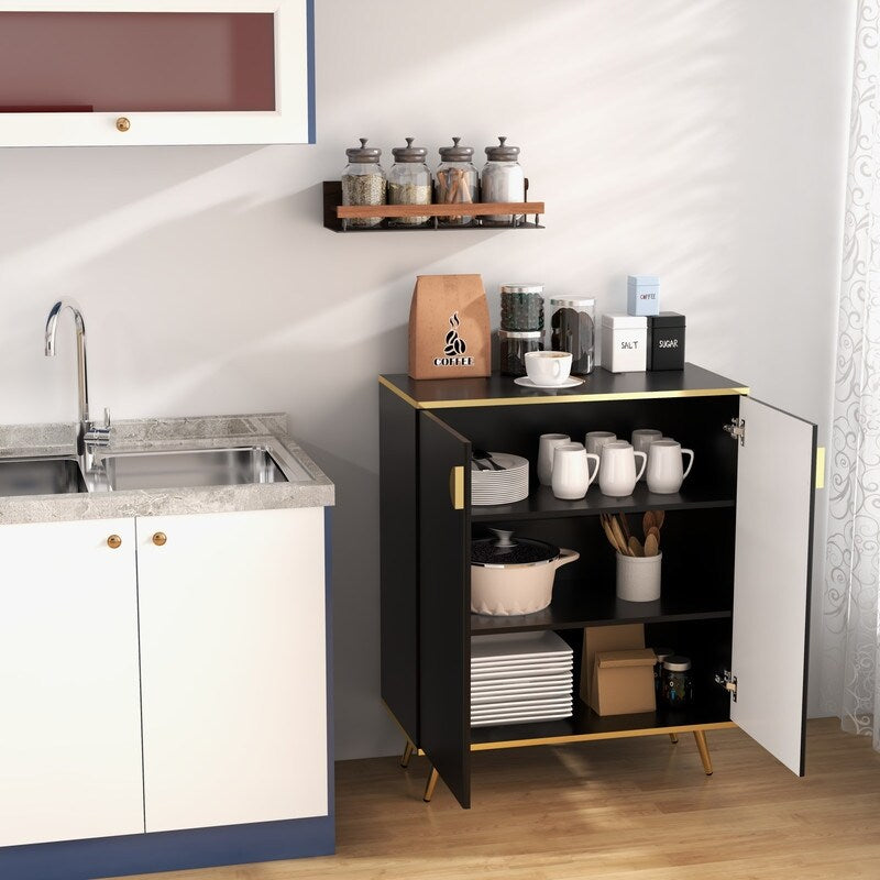 Side cabinet with door, black Sideboard storage cabinet
