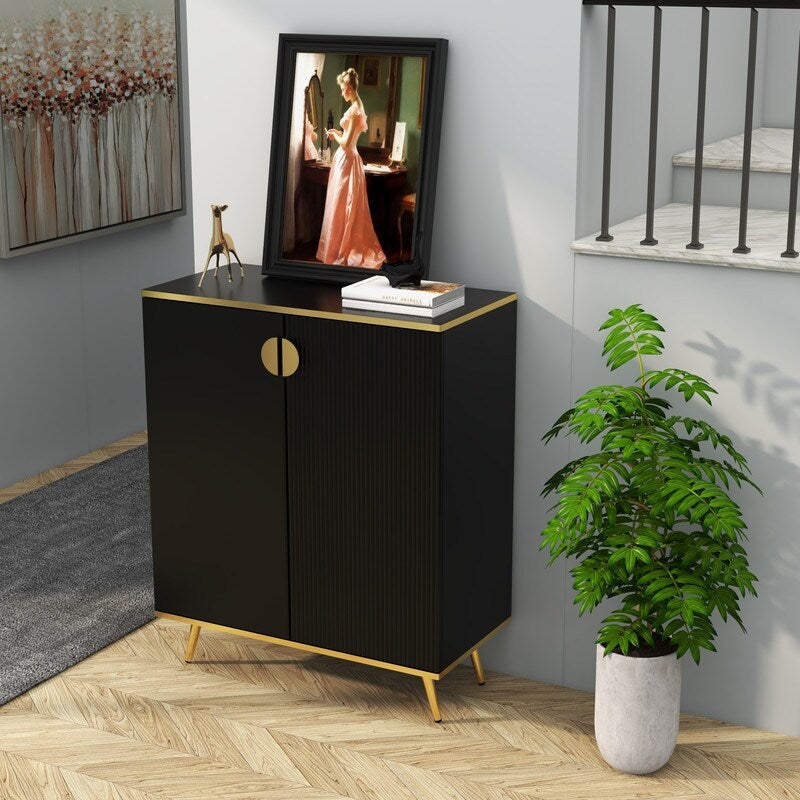 Side cabinet with door, black Sideboard storage cabinet