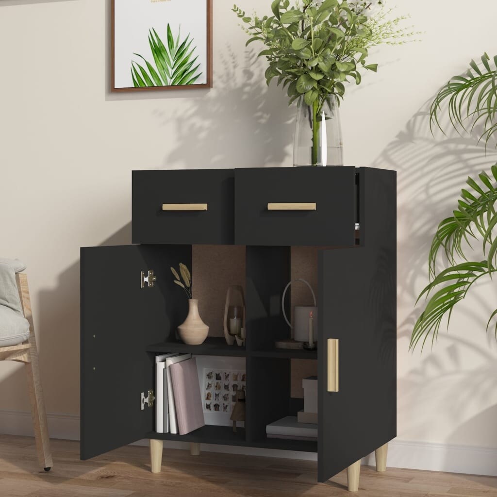 Sideboard Black 27.4"x13.4"x35" Engineered Wood