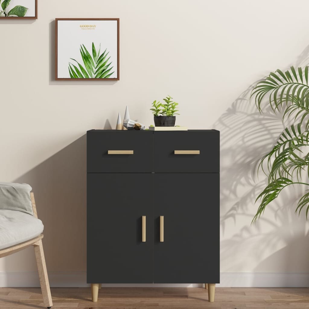Sideboard Black 27.4"x13.4"x35" Engineered Wood