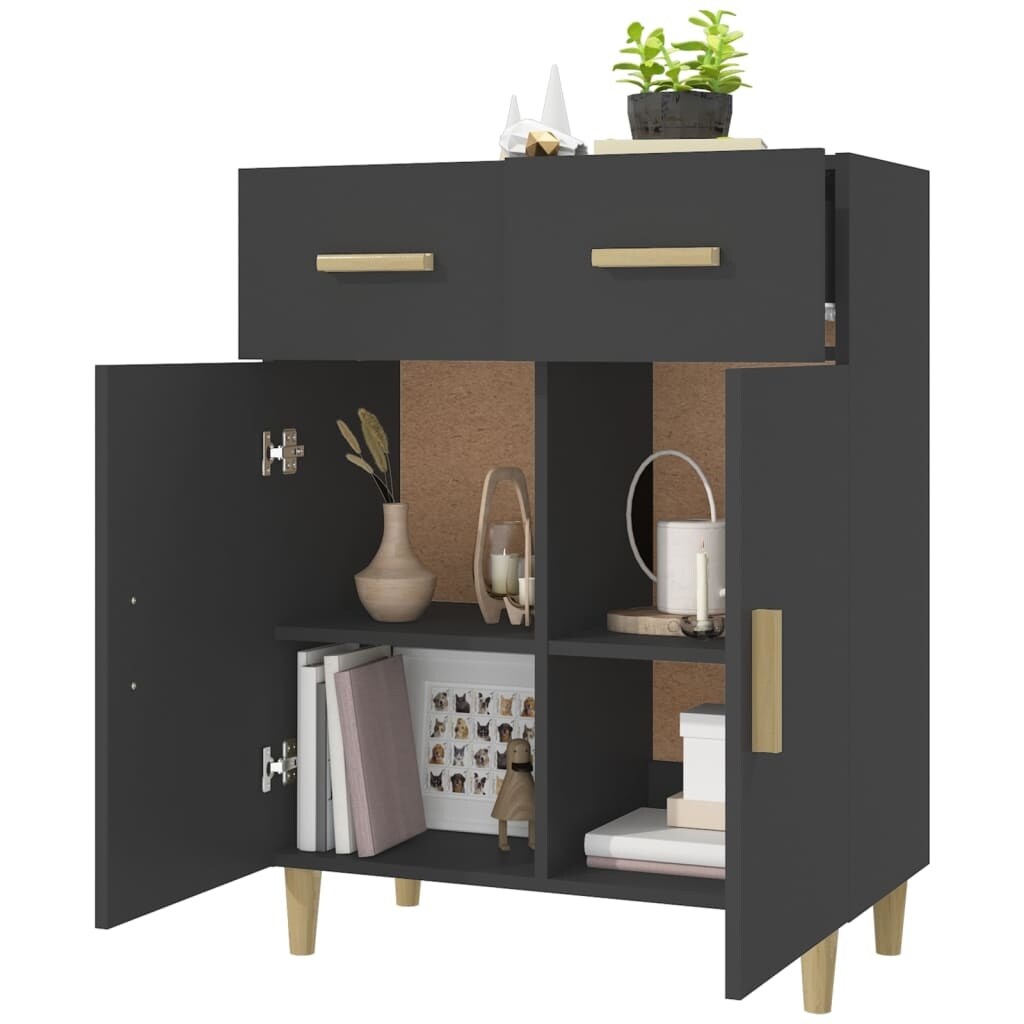 Sideboard Black 27.4"x13.4"x35" Engineered Wood