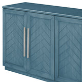 Sideboard Buffet Cabinet with 4 Doors and Shelves and Silver Handles