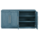 Sideboard Buffet Cabinet with 4 Doors and Shelves and Silver Handles