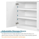 Sideboard Buffet Cabinet with 4 Doors and Shelves and Silver Handles
