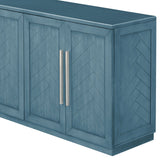 Sideboard Buffet Cabinet with 4 Doors and Shelves and Silver Handles