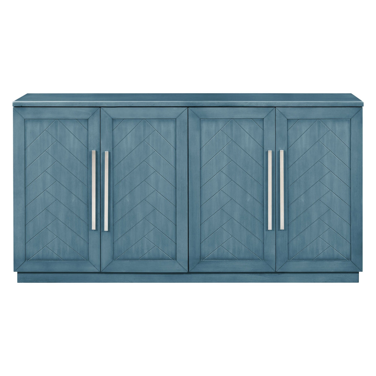 Sideboard Buffet Cabinet with 4 Doors and Shelves and Silver Handles