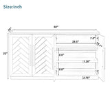 Sideboard Buffet Cabinet with 4 Doors and Shelves and Silver Handles