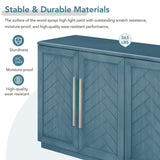Sideboard Buffet Cabinet with 4 Doors and Shelves and Silver Handles