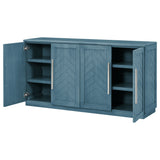 Sideboard Buffet Cabinet with 4 Doors and Shelves and Silver Handles