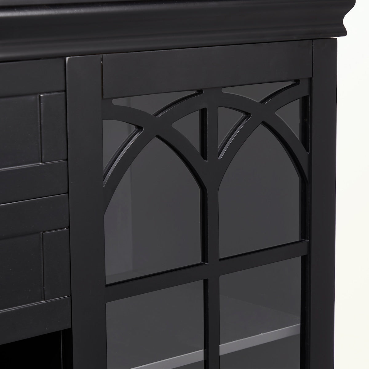 Sideboard Buffet Cabinet with Drawers and Glass Fretwork Doors