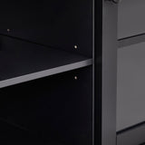 Sideboard Buffet Cabinet with Drawers and Glass Fretwork Doors