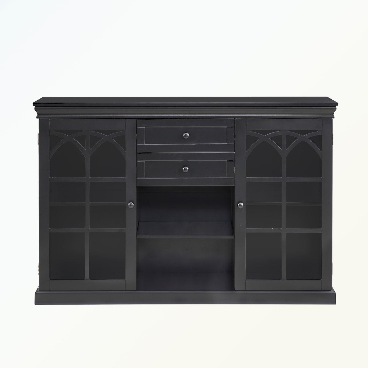 Sideboard Buffet Cabinet with Drawers and Glass Fretwork Doors