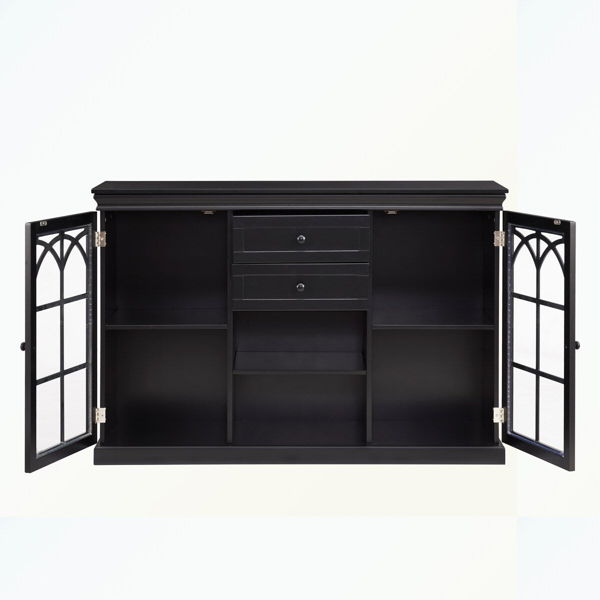 Sideboard Buffet Cabinet with Drawers and Glass Fretwork Doors