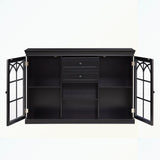 Sideboard Buffet Cabinet with Drawers and Glass Fretwork Doors