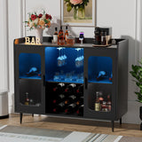 Sideboard Buffet Industrial Bar Cabinet with Wine Holder