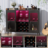 Sideboard Buffet Industrial Bar Cabinet with Wine Holder
