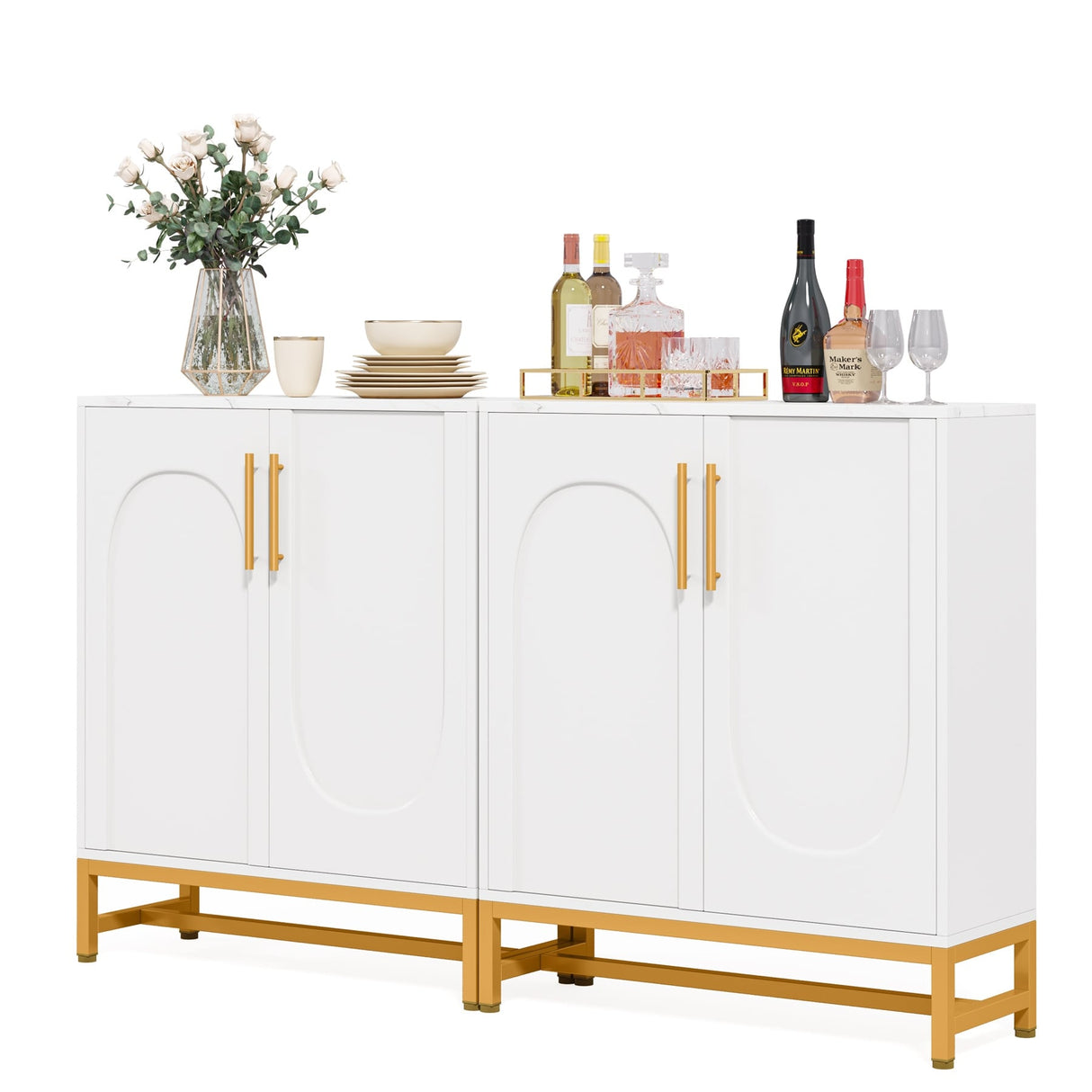 Sideboard Buffet Storage Cabinet Set with Door for Kitchen Dining Room, Accent Cabinet for Living Room