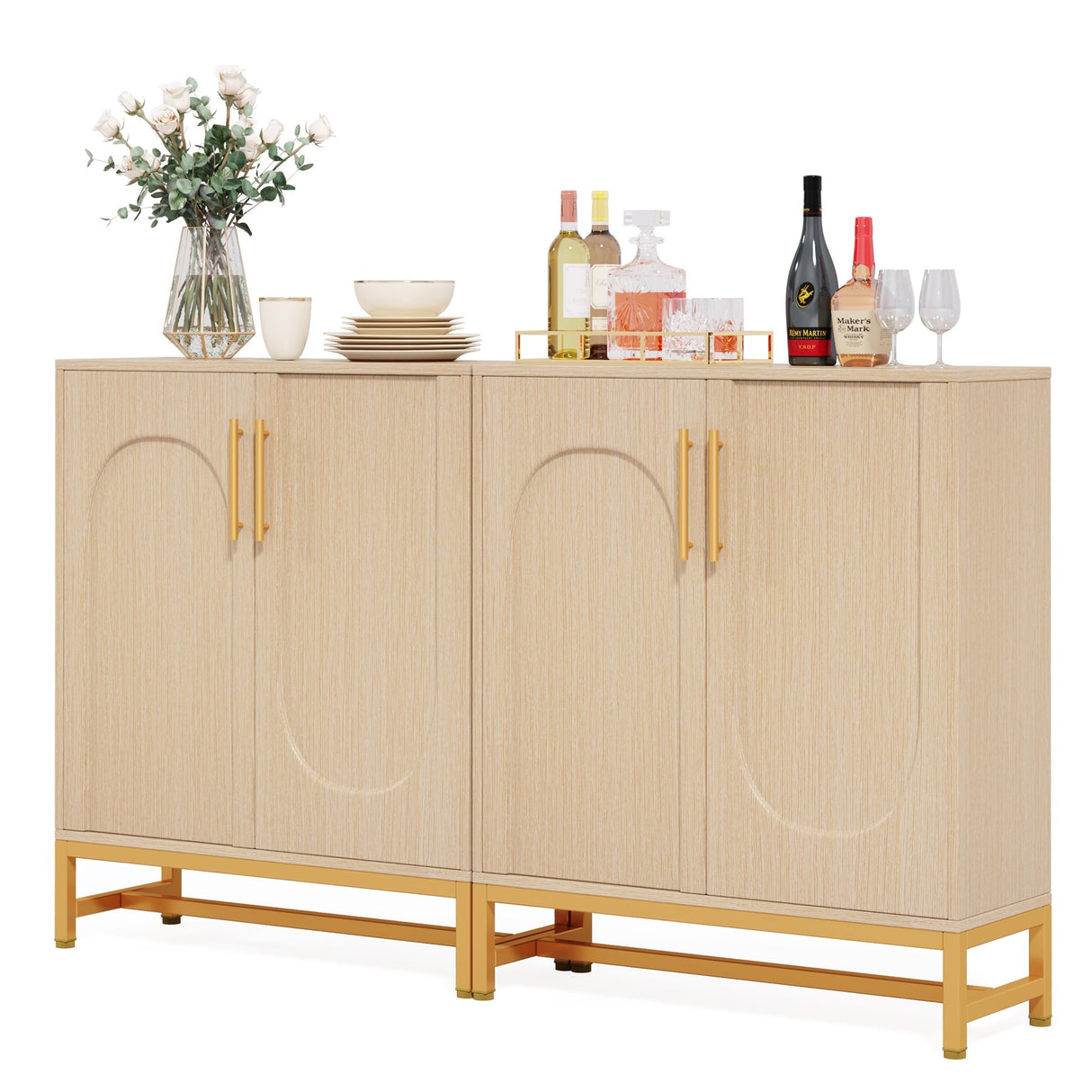Sideboard Buffet Storage Cabinet Set with Door for Kitchen Dining Room, Accent Cabinet for Living Room