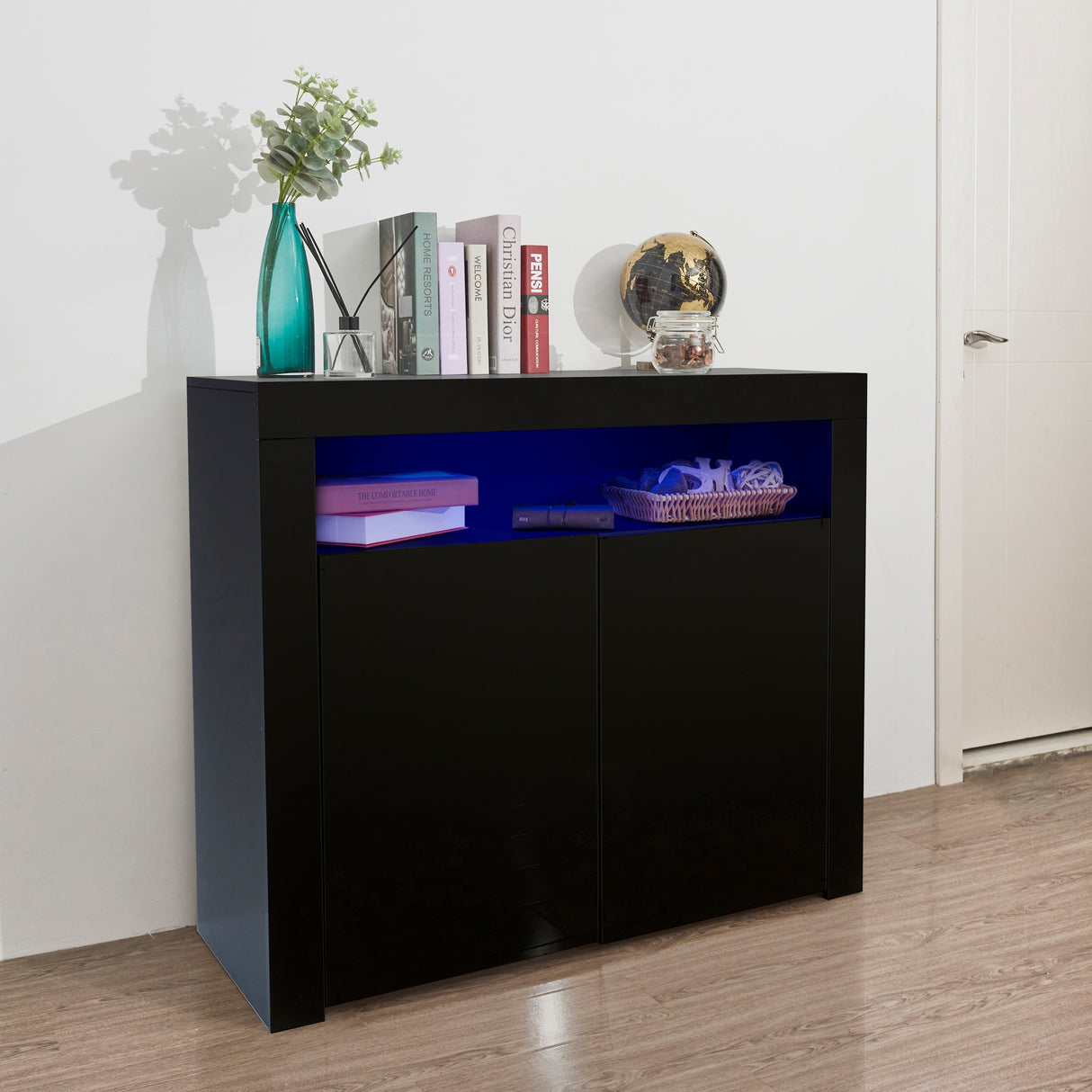Sideboard Storage Cabinet with LED Light, 2 Doors