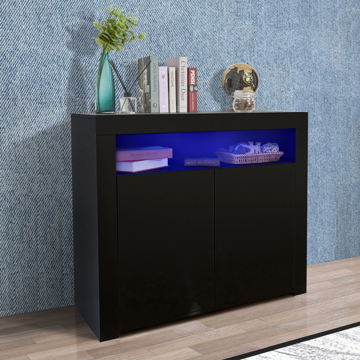Sideboard Storage Cabinet with LED Light, 2 Doors