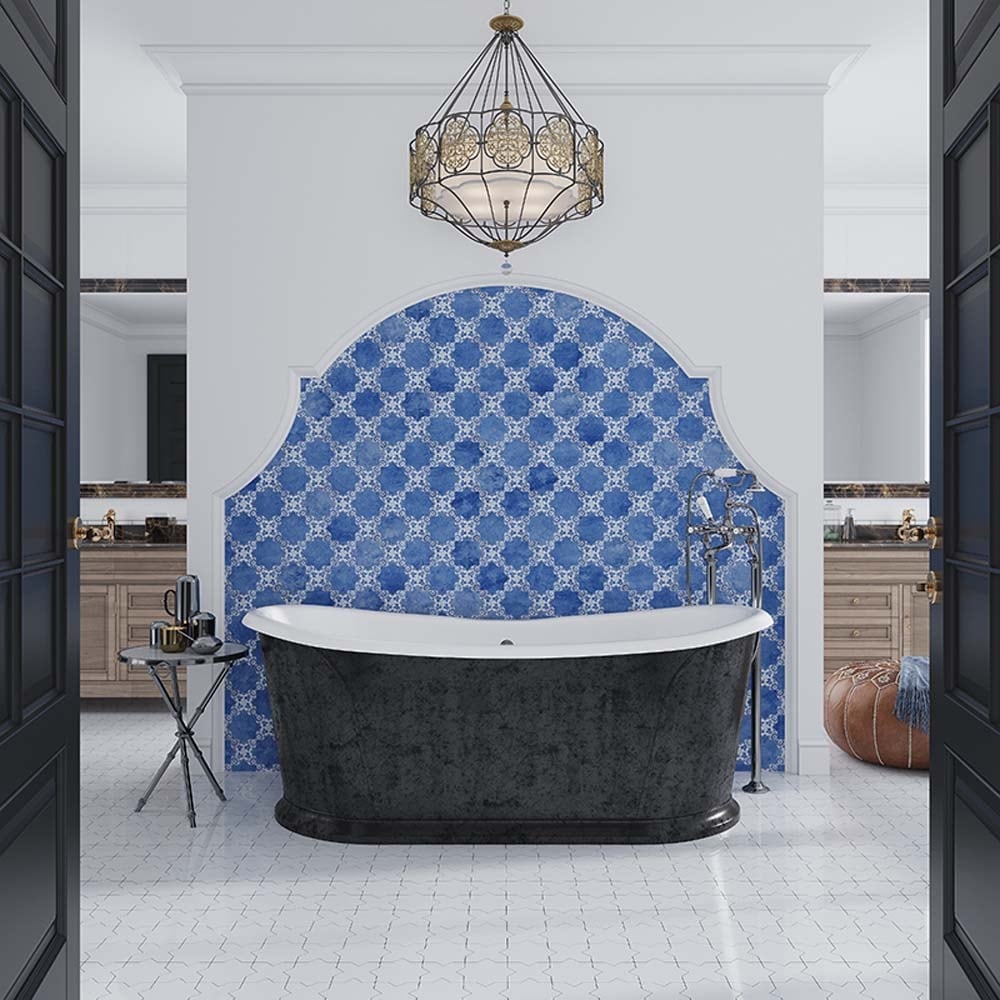 Siena 5.35 in. x 5.35 in. Matte Blue Ceramic Cross-Shaped Deco Wall and Floor Tile (5.37 sq. ft./case) (27-pack)