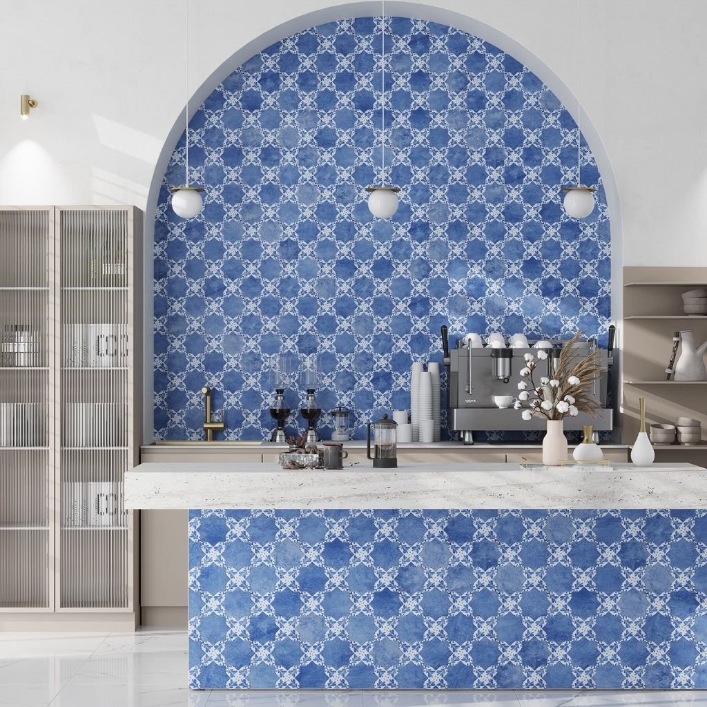 Siena 5.35 in. x 5.35 in. Matte Blue Ceramic Cross-Shaped Deco Wall and Floor Tile (5.37 sq. ft./case) (27-pack)