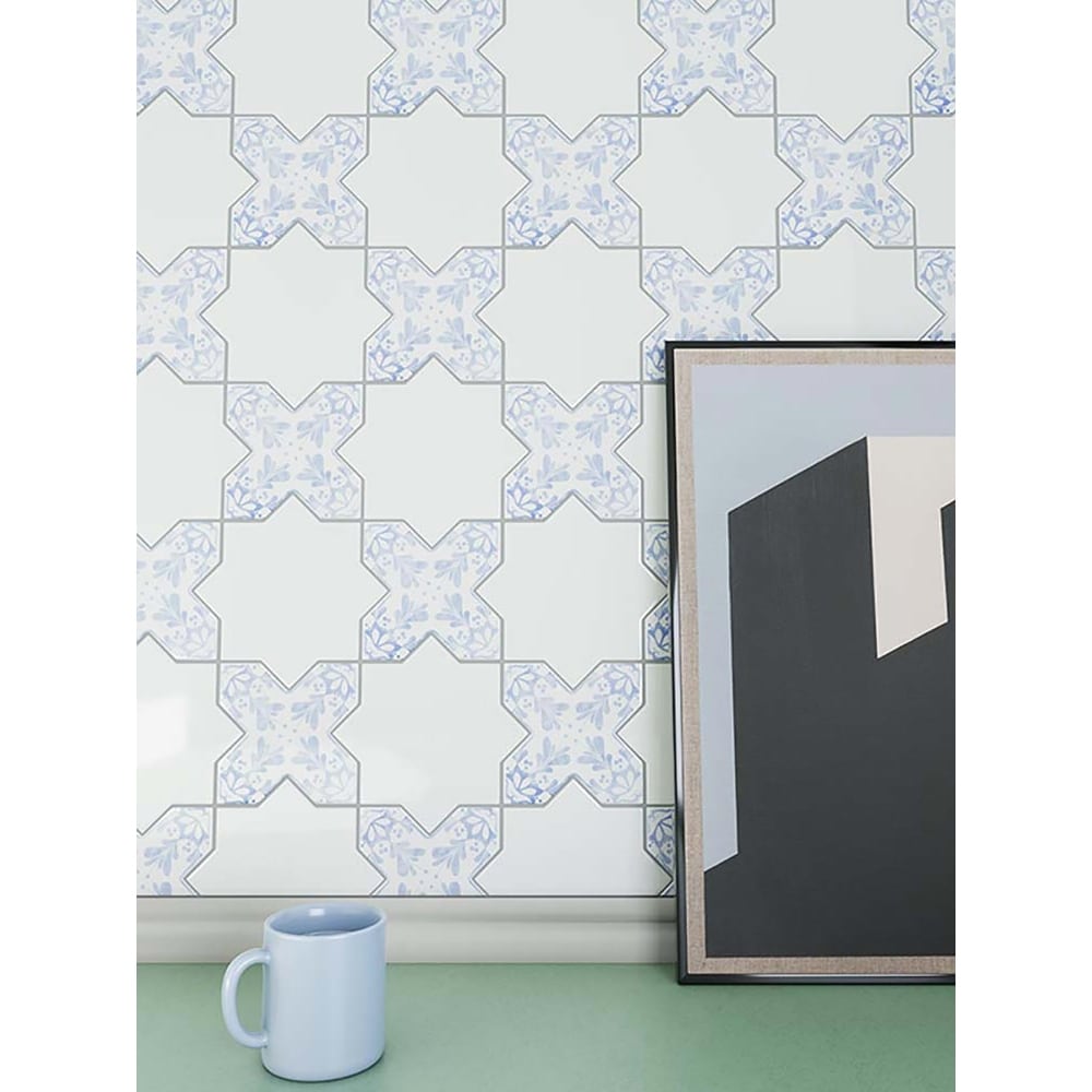 Siena 5.35 in. x 5.35 in. Matte Blue Ceramic Cross-Shaped Deco Wall and Floor Tile (5.37 sq. ft./case) (27-pack)