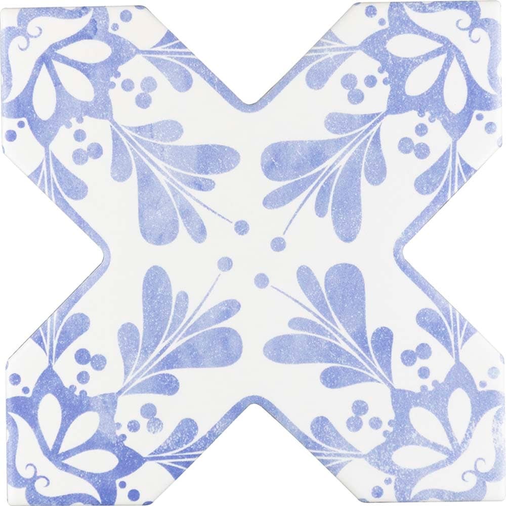 Siena 5.35 in. x 5.35 in. Matte Blue Ceramic Cross-Shaped Deco Wall and Floor Tile (5.37 sq. ft./case) (27-pack)