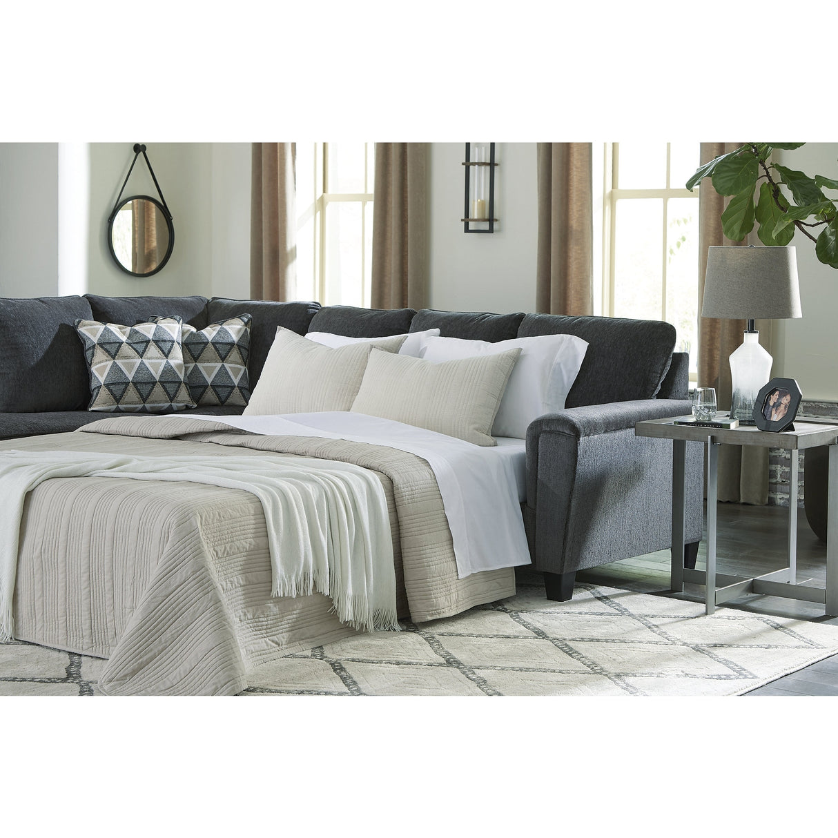 Signature Design by Ashley Abinger 2-Piece Sleeper Sectional with Chaise - 116"W x 91"D x 39"H