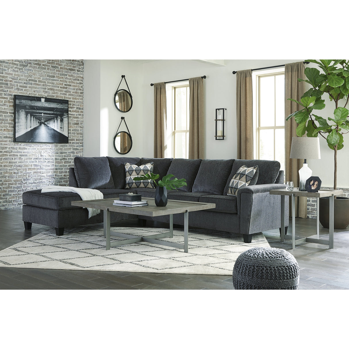 Signature Design by Ashley Abinger 2-Piece Sleeper Sectional with Chaise - 116"W x 91"D x 39"H