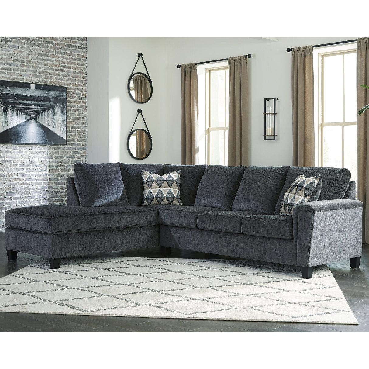 Signature Design by Ashley Abinger 2-Piece Sleeper Sectional with Chaise - 116"W x 91"D x 39"H