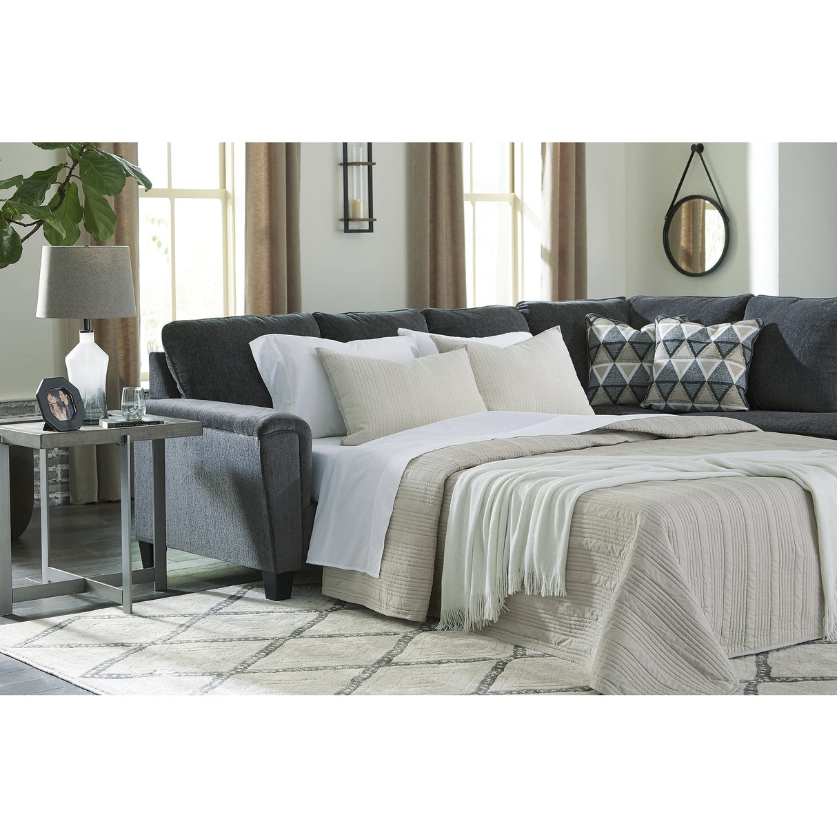 Signature Design by Ashley Abinger 2-Piece Sleeper Sectional with Chaise - 116"W x 91"D x 39"H