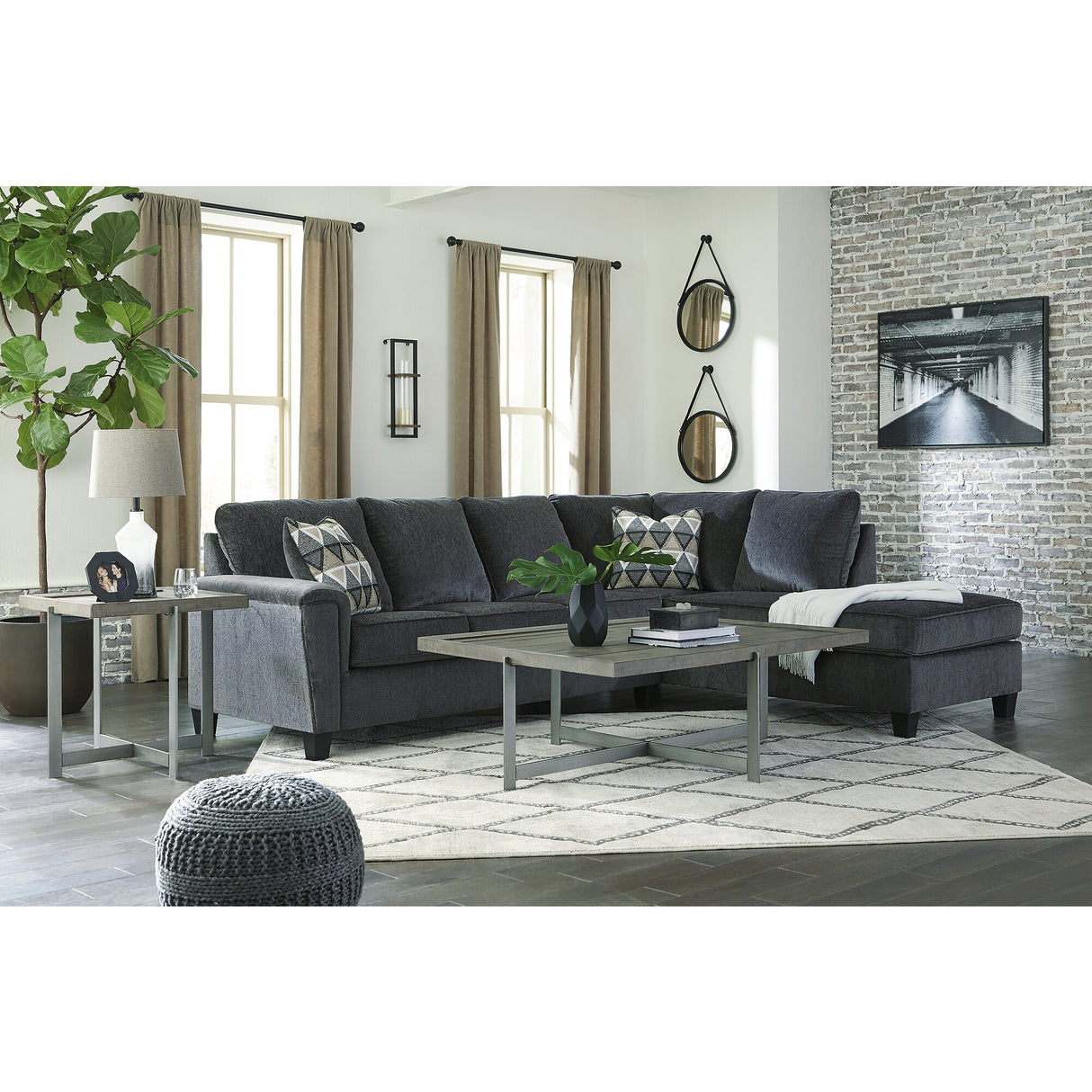 Signature Design by Ashley Abinger 2-Piece Sleeper Sectional with Chaise - 116"W x 91"D x 39"H