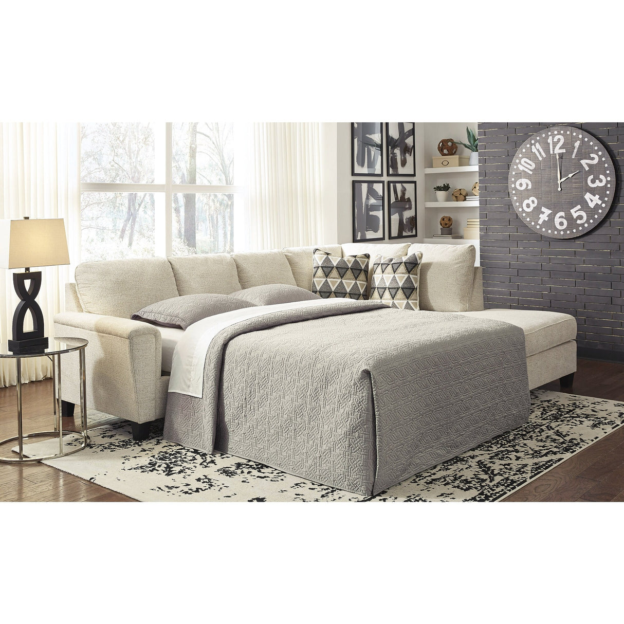 Signature Design by Ashley Abinger 2-Piece Sleeper Sectional with Chaise - 116"W x 91"D x 39"H