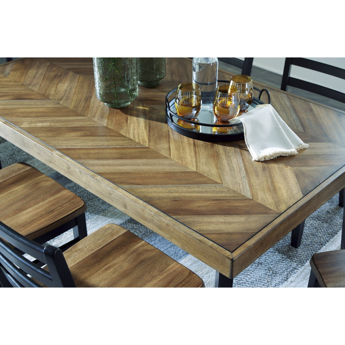 Signature Design by Ashley Blondon Black/Brown Dining Table and 6 Chairs (Set of 7)