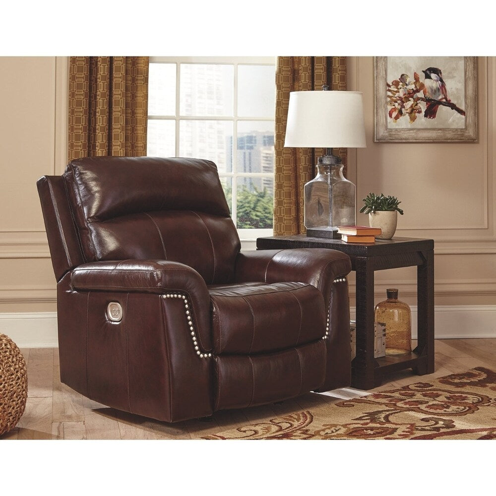 Signature Design by Ashley Burgundy Timmons Power Recliner w/Adjustable Headrest
