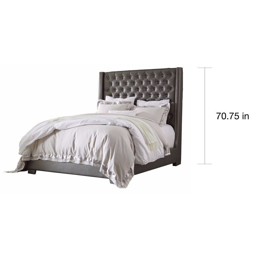 Signature Design by Ashley Coralayne Tufted Grey Faux Leather Upholstered Bed