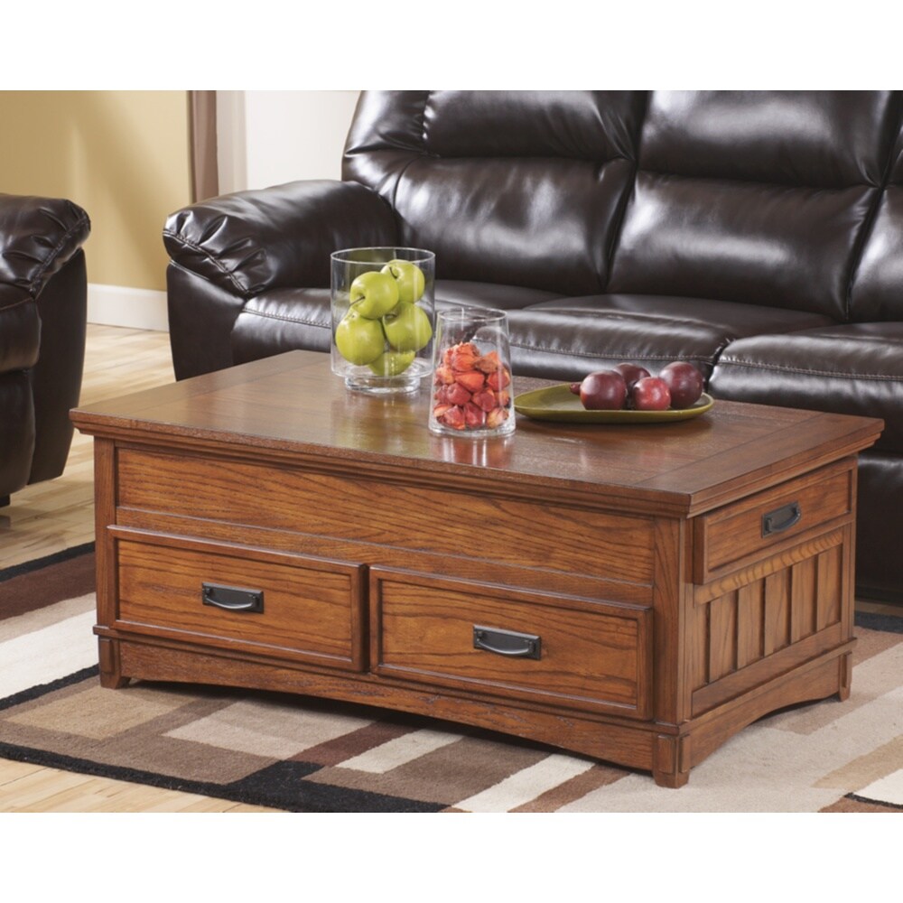 Cross Island Casual Lift Top Cocktail Table Medium Brown